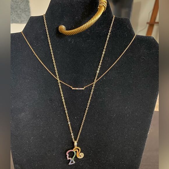 Barbie Jewelry - Three piece Barbie color silhouette, color straight necklace & cuff bracelet NWT